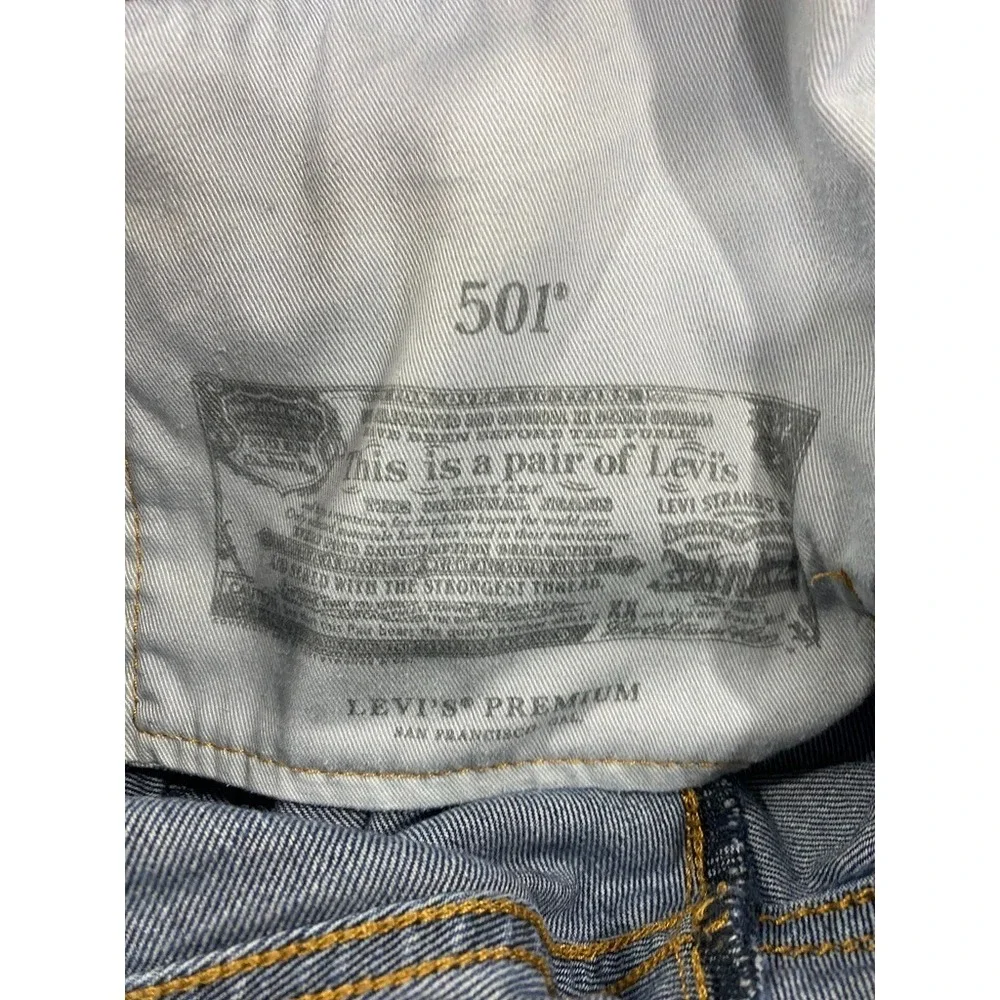 Levis 501 Jeans Mens 36x36 (34x33.5)‎ Blue Denim Straight Button Premium Big E